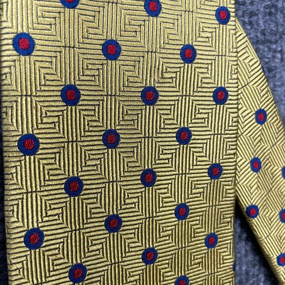 REPP Ltd. Tie 4" X 64.5" Yellow Geometric X-Long All Silk USA Made READ - Picture 3 of 12